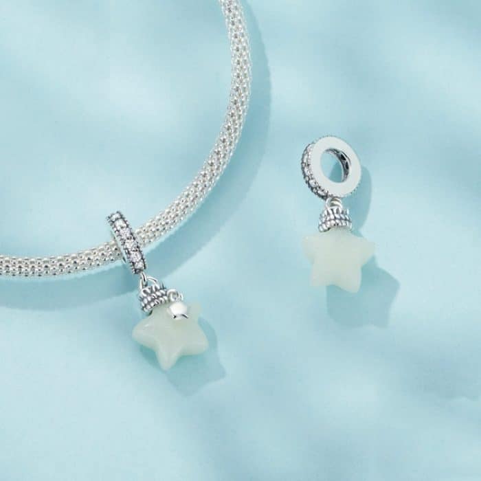 S925 Sterling Silber Leuchtender Stein Stern Wunschflasche DIY Anhänger Perlen – Bild 3