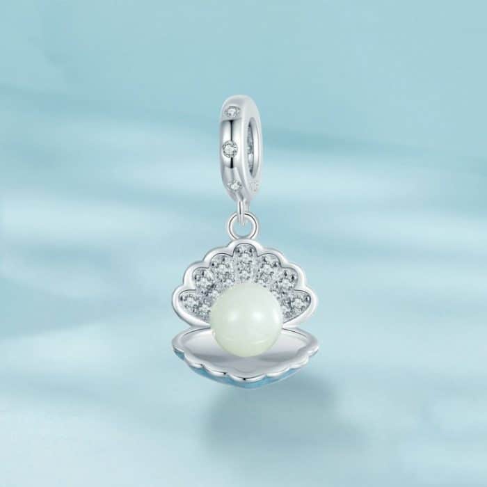 S925 Sterling Silber Ozean-Stil Leuchtender Muschel-Anhänger zum Selbermachen mit Perlen – Bild 2