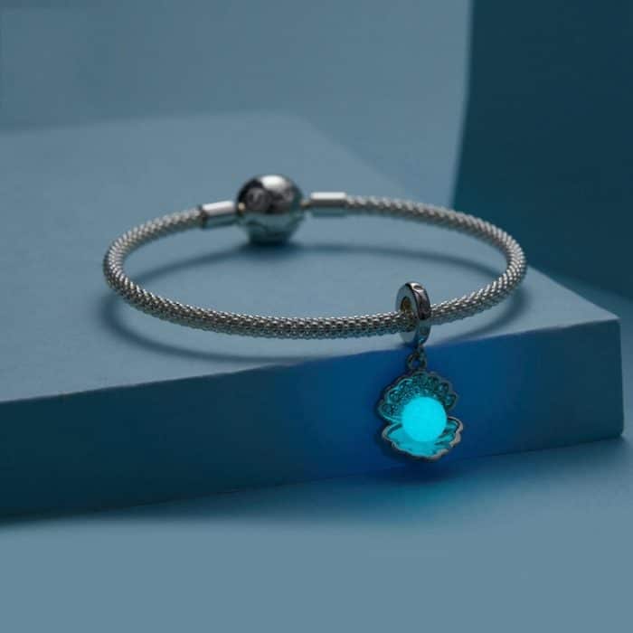 S925 Sterling Silber Ozean-Stil Leuchtender Muschel-Anhänger zum Selbermachen mit Perlen – Bild 4