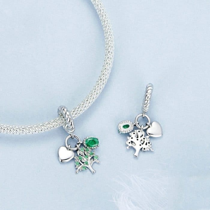S925 Sterling Silber platinierter Zirkon Baum des Lebens DIY Anhänger – Bild 2