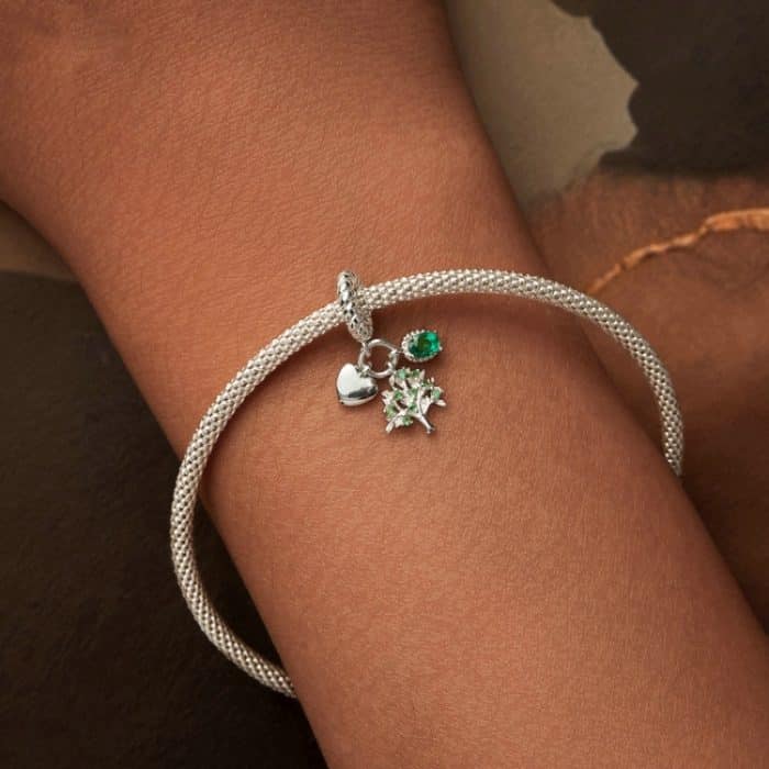 S925 Sterling Silber platinierter Zirkon Baum des Lebens DIY Anhänger – Bild 6