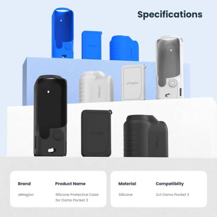 Für DJI Osmo Pocket 3 AMagisn Silikon Schutzhülle Bewegung Kamera Zubehör, 5 In 1 Black, 5 In 1 Blue, 5 In 1 Gray, 7 In 1 Black, 7 In 1 Blue, 7 In 1 Gray – Bild 6