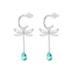 S925 Sterling Silber platinierte Zirkon-Libellen-Quasten-Ohrstecker