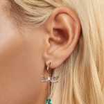 S925 Sterling Silber platinierte Zirkon-Libellen-Quasten-Ohrstecker – Bild 5