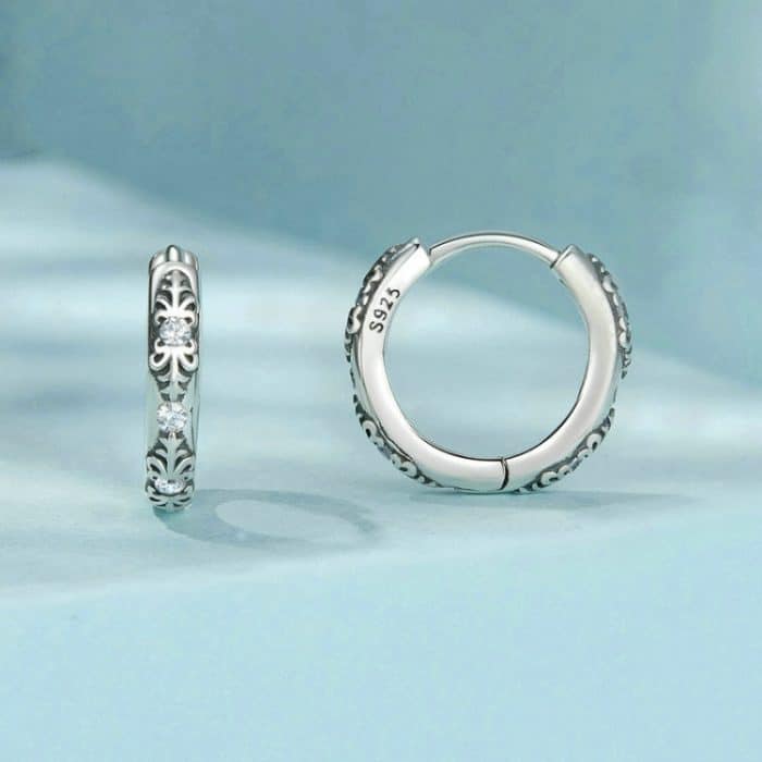 S925 Sterling Silber Retro Muster Damen Ohrringe – Bild 2