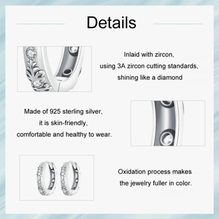 S925 Sterling Silber Retro Muster Damen Ohrringe – Bild 4