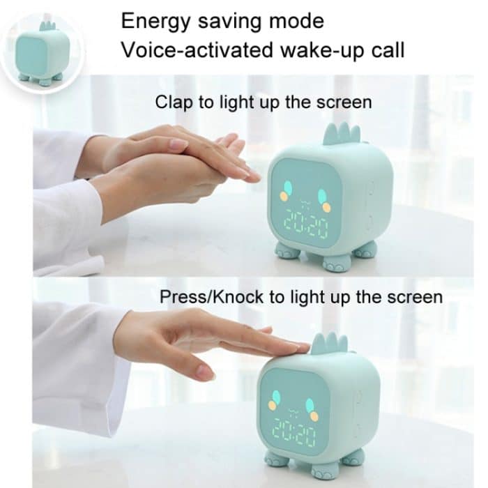 Dinosaurier-Kinderwecker, elektronische Uhr, multifunktionales Glockenspiel, kleiner Wecker – Bild 12
