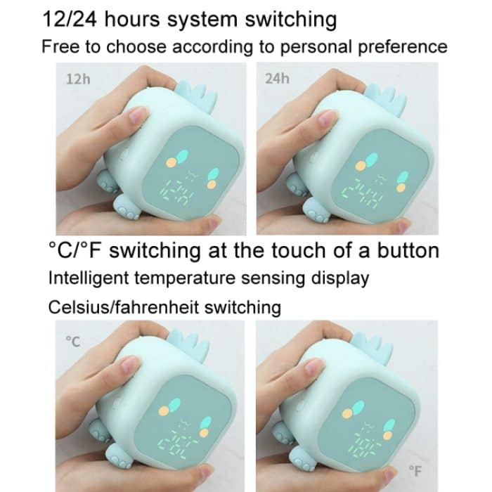 Dinosaurier-Kinderwecker, elektronische Uhr, multifunktionales Glockenspiel, kleiner Wecker – Bild 13