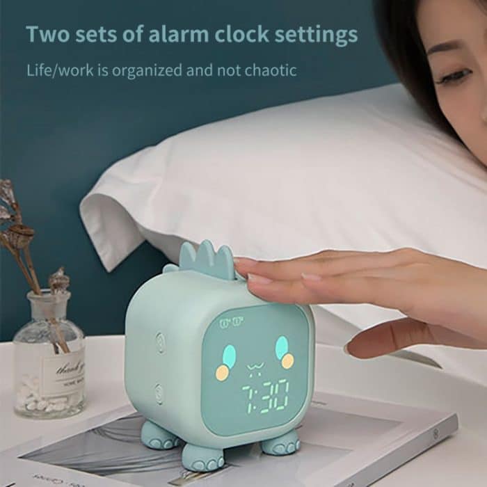 Dinosaurier-Kinderwecker, elektronische Uhr, multifunktionales Glockenspiel, kleiner Wecker – Bild 5