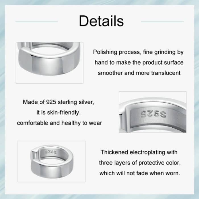 S925-Sterlingsilber mit platiniertem Metallring für einzelnes Ohr – Bild 5