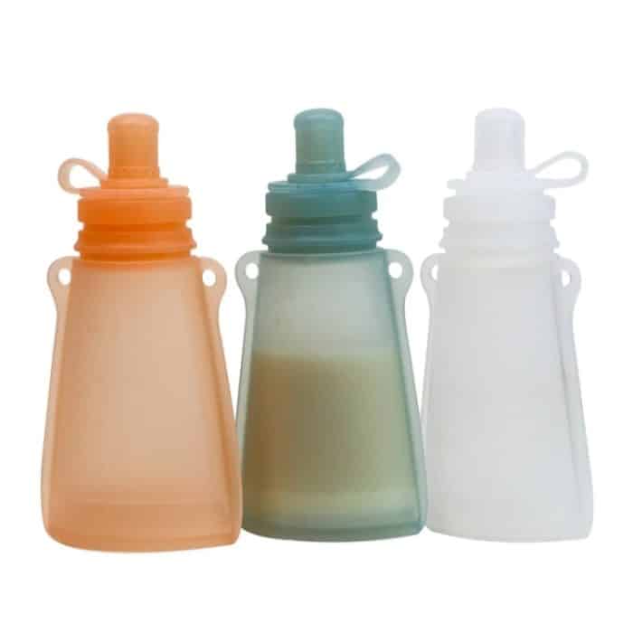 120 ml wiederverwendbare Babynahrungsbeutel aus Silikon, nachfüllbare Quetsch-Aufbewahrungsbehälter, 120ml  Orange, 120ml  Blue, 120ml  White – Bild 3