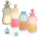150 ml wiederverwendbare Babynahrungsbeutel aus Silikon, nachfüllbare Quetsch-Aufbewahrungsbehälter, 150ml  Blue, 150ml Pink, 150ml Beige – Bild 3