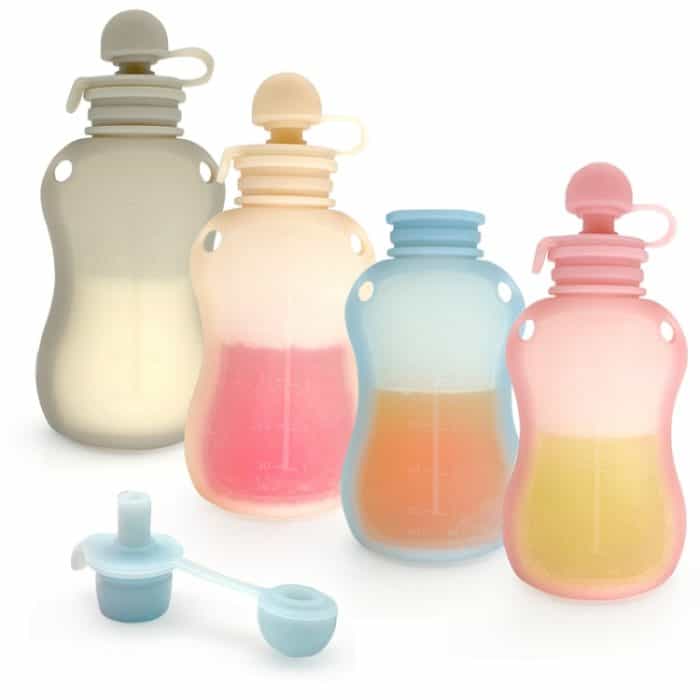 150 ml wiederverwendbare Babynahrungsbeutel aus Silikon, nachfüllbare Quetsch-Aufbewahrungsbehälter, 150ml  Blue, 150ml Pink, 150ml Beige – Bild 3