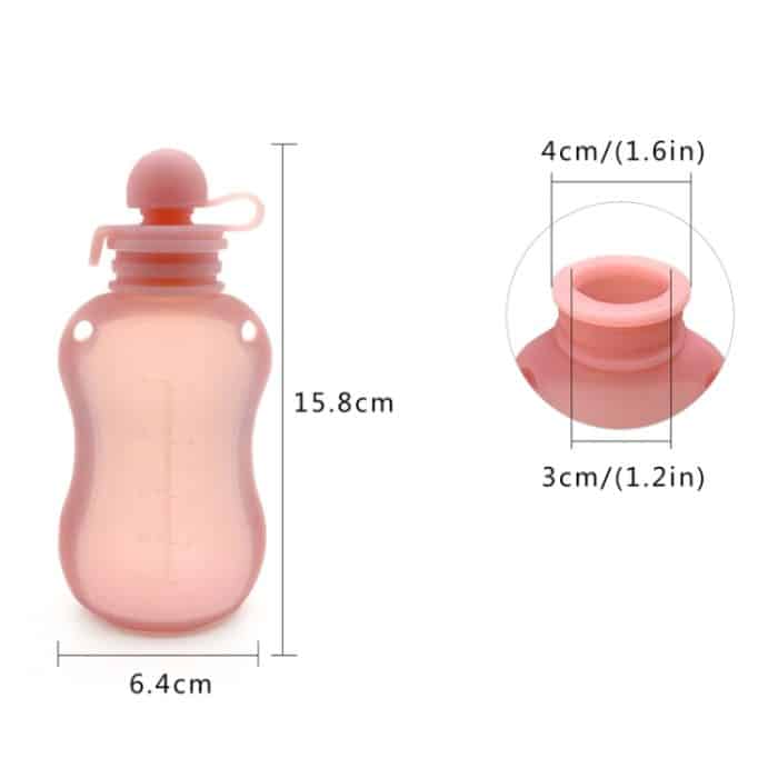 150 ml wiederverwendbare Babynahrungsbeutel aus Silikon, nachfüllbare Quetsch-Aufbewahrungsbehälter, 150ml  Blue, 150ml Pink, 150ml Beige – Bild 4