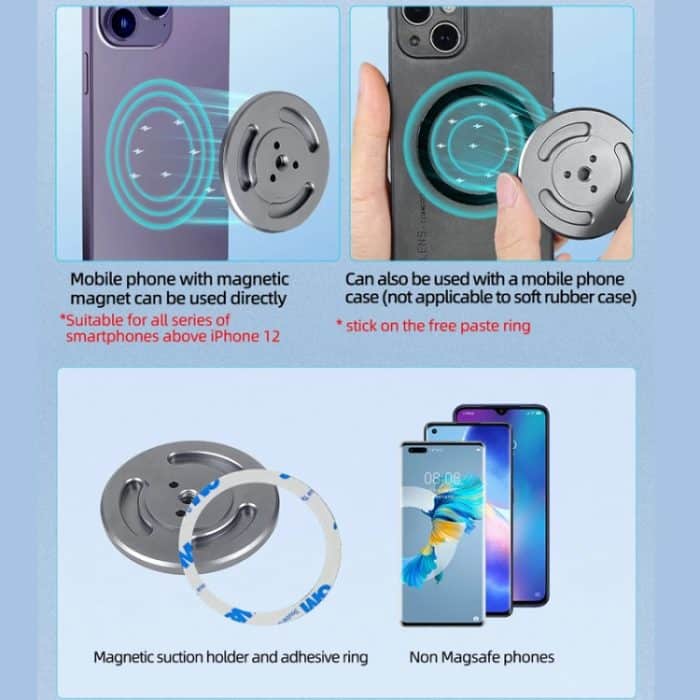 Magnetischer Telefonhalter mit 1/4-Zoll-Loch für Stativ-Magic-Arm, with 1/4 Inch Hole – Bild 8