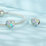 S925 Sterling Silber, platiniert, neonfarbene, herzförmige DIY-Perlen – Bild 3