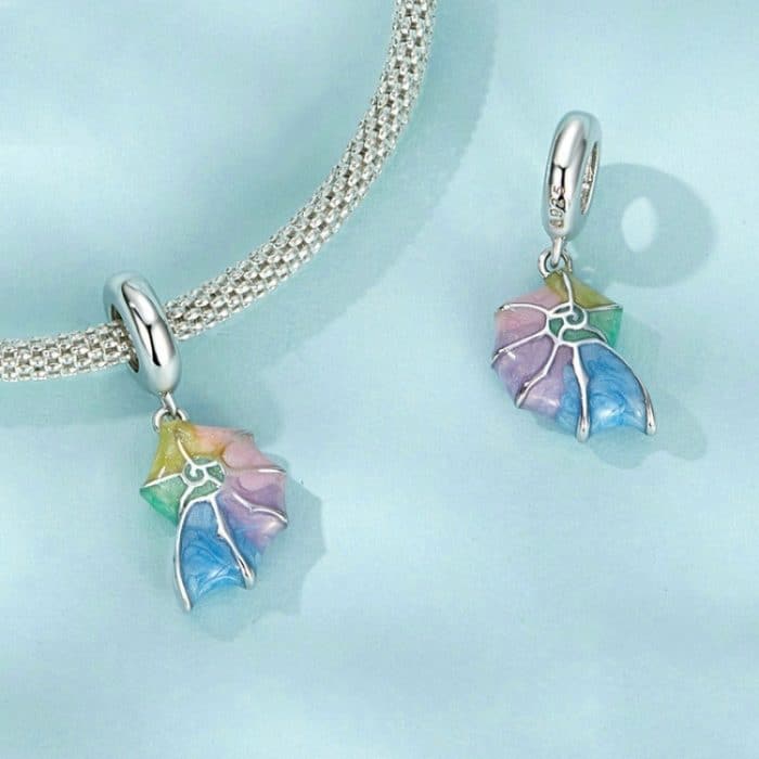 S925 Sterling Silber Neonfarbenes Muschelarmband mit Perlen – Bild 3