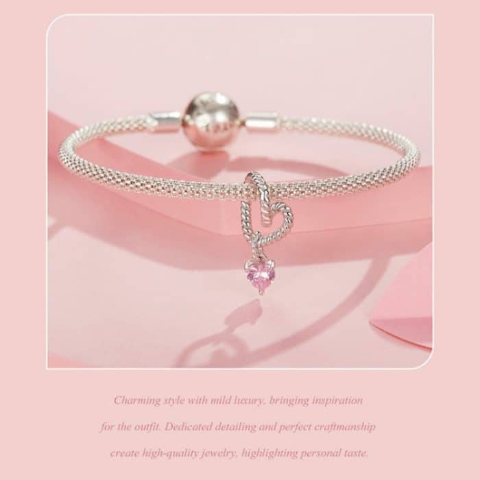 S925 Sterling Silber Twisted Rope Smart Heart DIY Anhänger Perlen – Bild 5