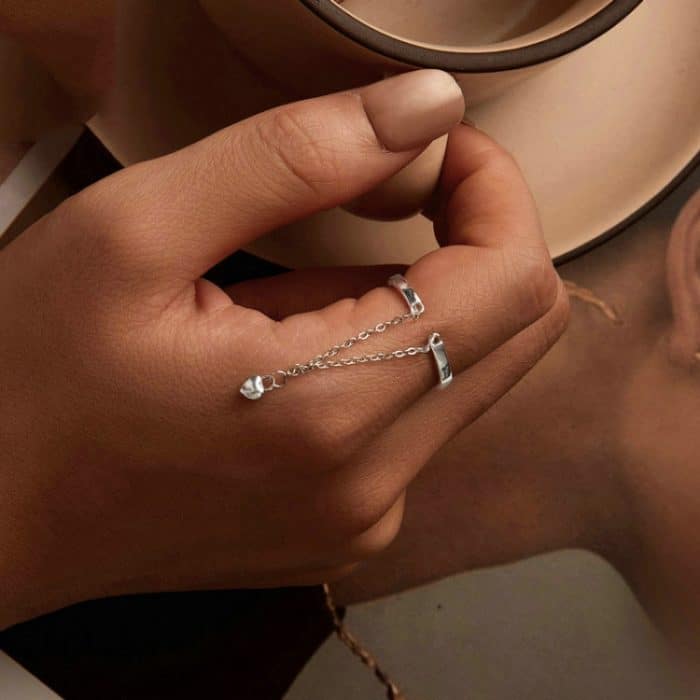 S925 Sterling Silber Liebeskette offener verstellbarer Ring – Bild 4