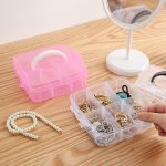 3-lagige, abnehmbare Schmuck-Aufbewahrungsbox, tragbare Kosmetik-Aufbewahrungsbox aus Kunststoff – Bild 7