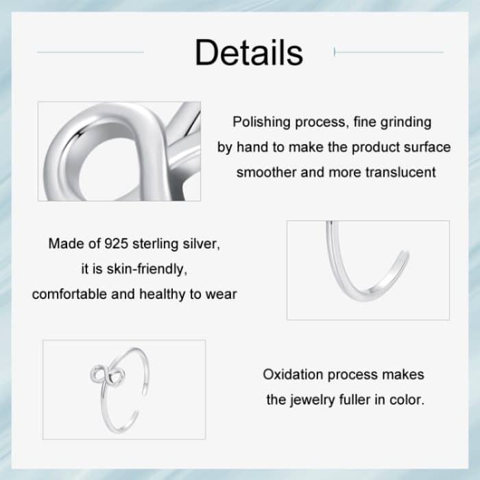 Offener, verstellbarer Ring mit Endlosschleife aus S925-Sterlingsilber – Bild 4