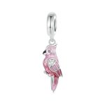 S925 Sterling Silber platinierter Papageien-Schmuckanhänger mit rosa Farbverlauf