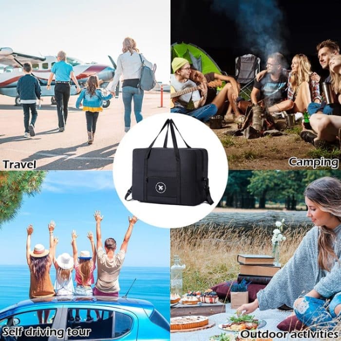 Faltbare Reisetasche, Umhängetasche, Flugzeug-Koffer für Camping, Wandern, Small Gray, Small Black, Large Gray, Large Black – Bild 8