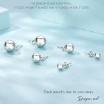 S925 Sterling Silber platinierte kugelförmige Damen-Ohrringe – Bild 4