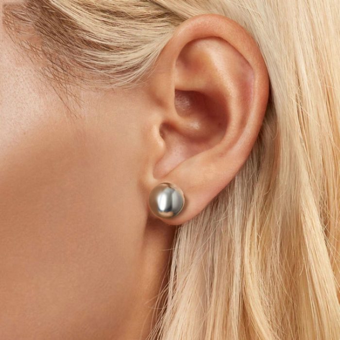 S925 Sterling Silber platinierte kugelförmige Damen-Ohrringe – Bild 7