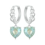 S925 Sterling Silber Blau Grün Eis Zirkonium Herzförmige Damen Ohrringe