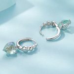 S925 Sterling Silber Blau Grün Eis Zirkonium Herzförmige Damen Ohrringe – Bild 2
