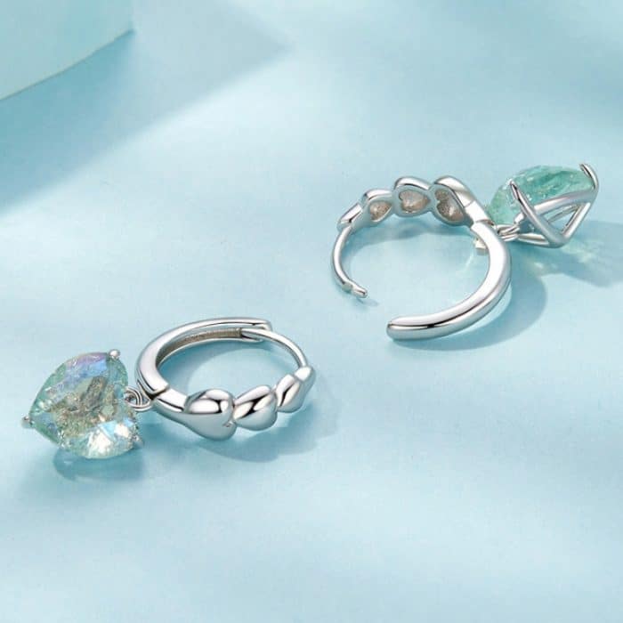 S925 Sterling Silber Blau Grün Eis Zirkonium Herzförmige Damen Ohrringe – Bild 2
