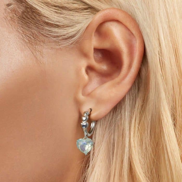 S925 Sterling Silber Blau Grün Eis Zirkonium Herzförmige Damen Ohrringe – Bild 5