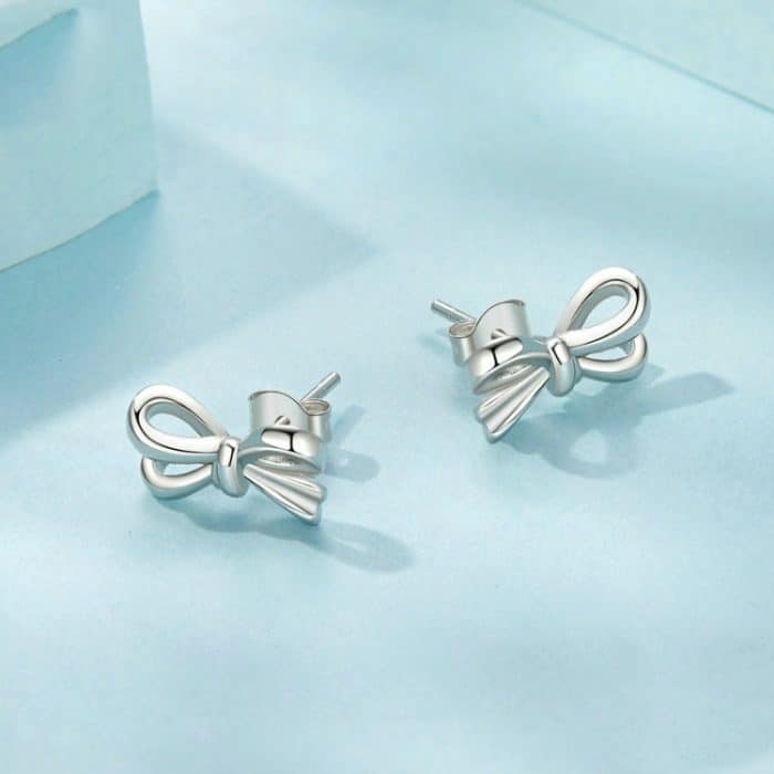 S925 Sterling Silber Schleife Damen Ohrringe – Bild 2