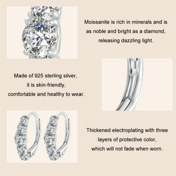 Damen-Ohrringe aus S925-Sterlingsilber mit platiniertem Moissanit – Bild 5