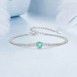 S925 Sterling Silber Eisblumen-Armband mit transparentem, blaugrünem Zirkon – Bild 2