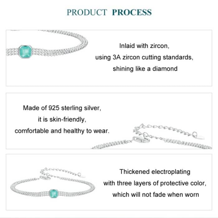 S925 Sterling Silber Eisblumen-Armband mit transparentem, blaugrünem Zirkon – Bild 4