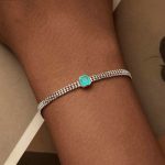 S925 Sterling Silber Eisblumen-Armband mit transparentem, blaugrünem Zirkon – Bild 6