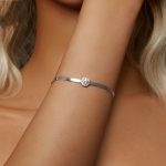 S925 Sterling Silber platiniertes Schlangenknochen-Moissanit-Armband – Bild 5