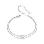 S925 Sterling Silber platiniertes Moissanit Doppelschicht-Armband