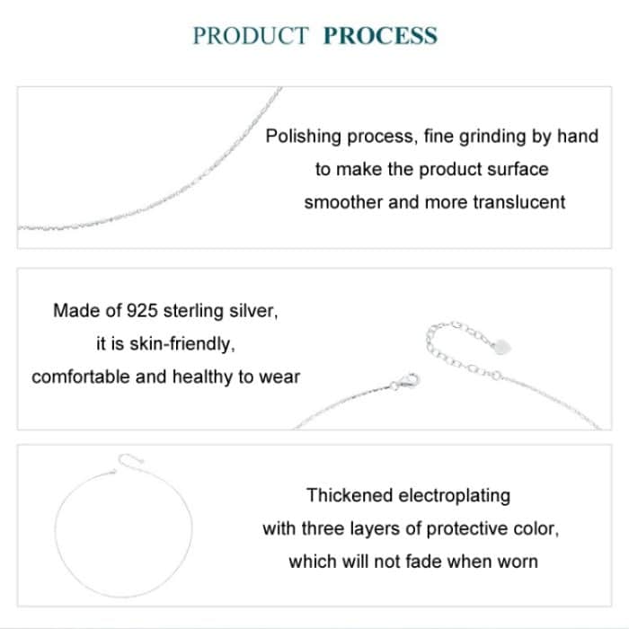 S925 Sterling Silber Fine Flash Basic Damen Halskette – Bild 4