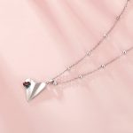S925 Sterling Silber Papierflieger Halskette Valentinstag platinierter Schmuck – Bild 2