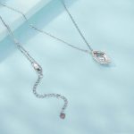 Quadratische, geometrisch funkelnde Halskette aus platiniertem S925-Sterlingsilber – Bild 3