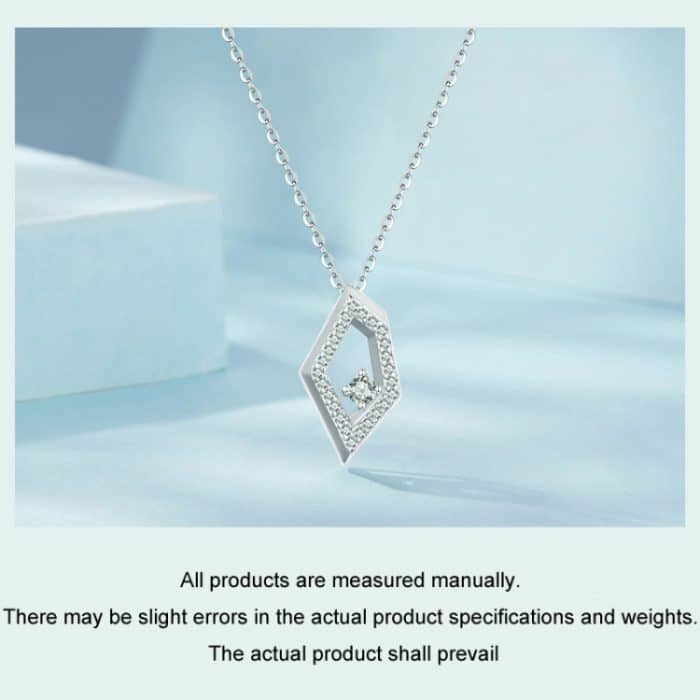 Quadratische, geometrisch funkelnde Halskette aus platiniertem S925-Sterlingsilber – Bild 5