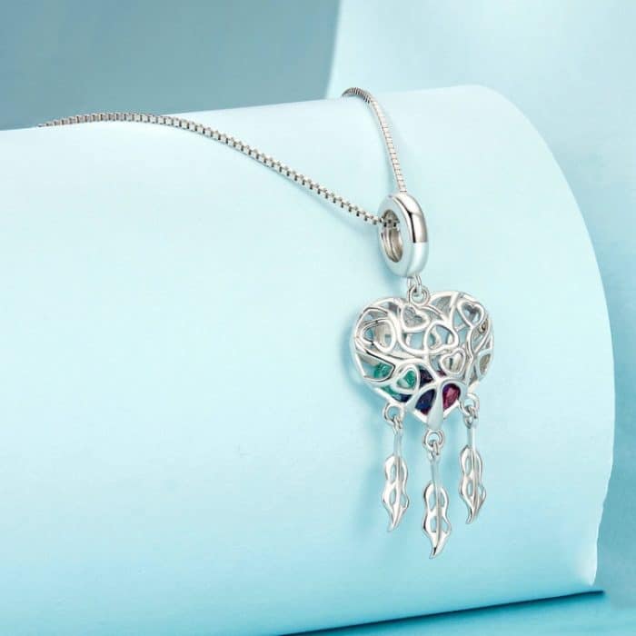 S925 Sterling Silber platinierte Love Tree Of Life Traumfänger-Halskette – Bild 2