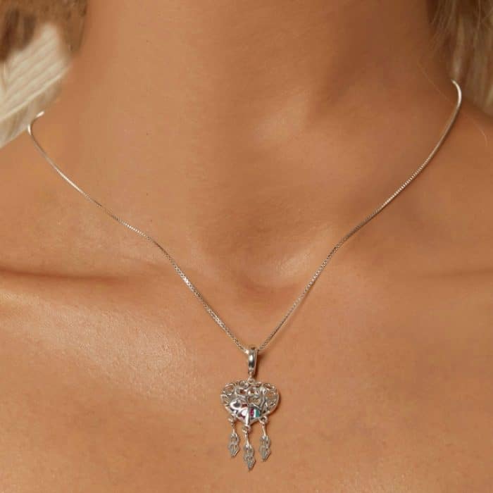 S925 Sterling Silber platinierte Love Tree Of Life Traumfänger-Halskette – Bild 6