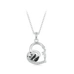 S925 Sterling Silber platinierte Love Panda Halskette