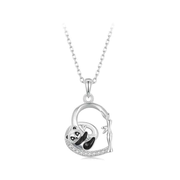 S925 Sterling Silber platinierte Love Panda Halskette – Bild 1