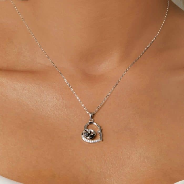 S925 Sterling Silber platinierte Love Panda Halskette – Bild 6