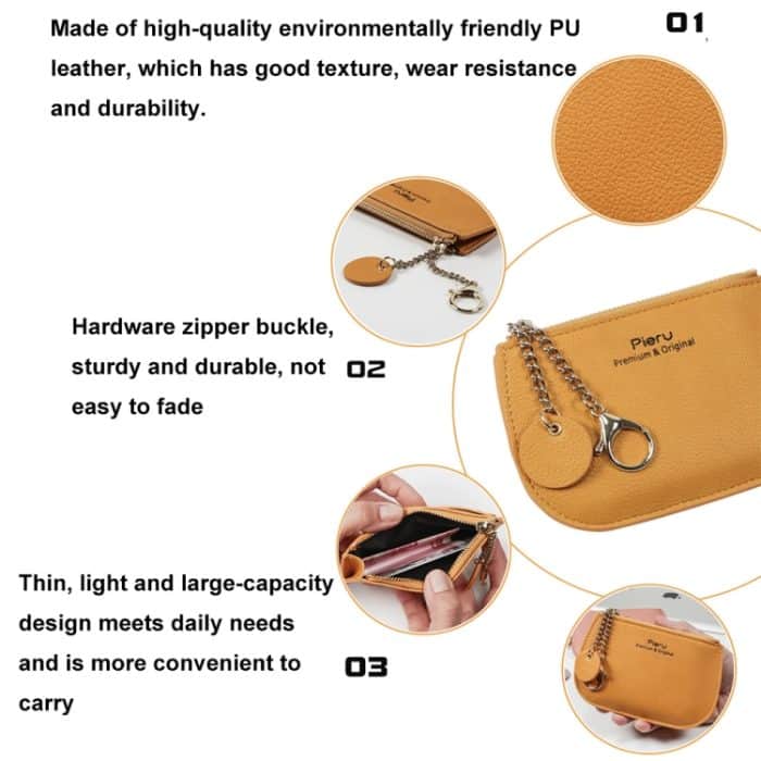 Freizeit Ultradünne Damen-Geldbörse mit Reißverschluss und Mini-Geldbörse – Bild 3